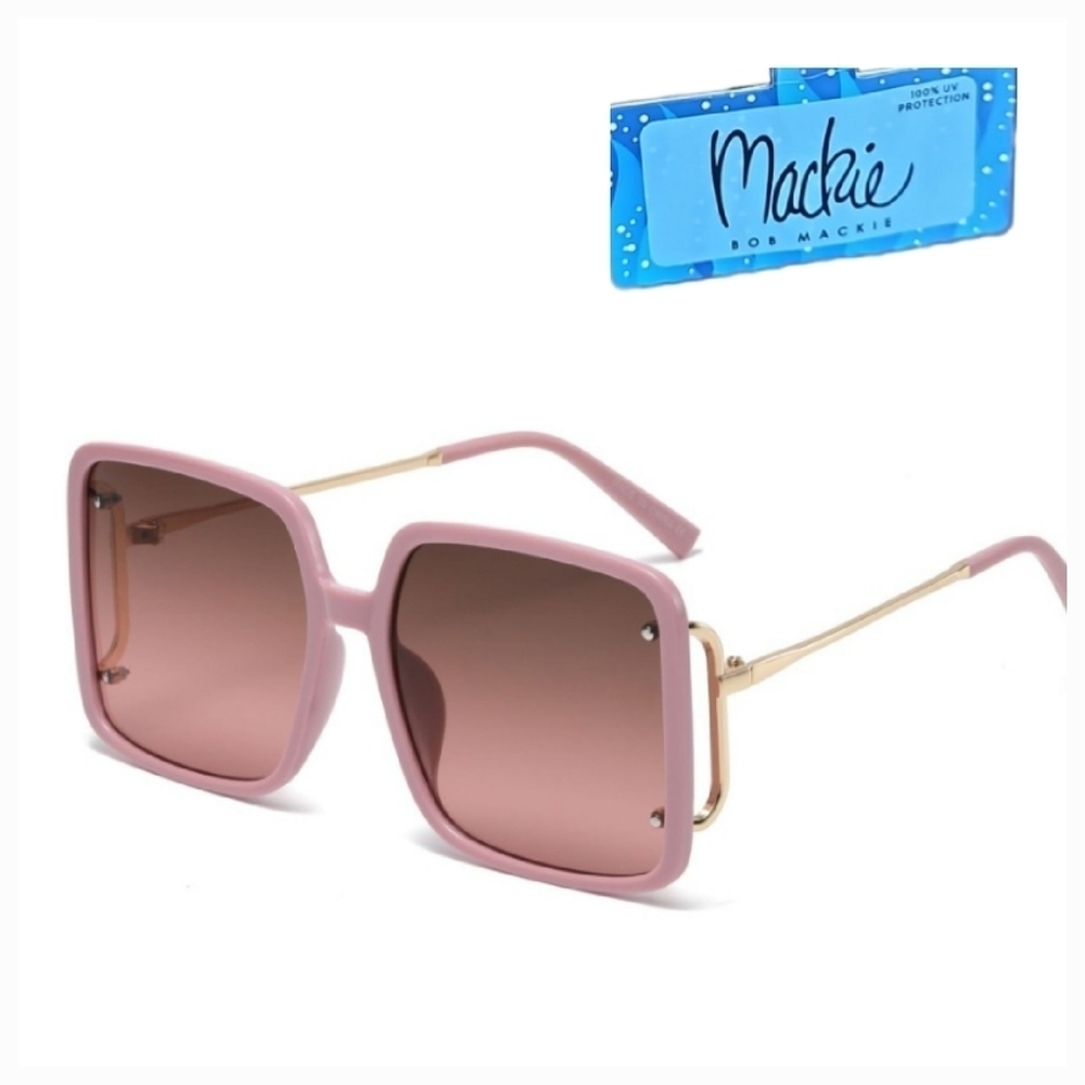 NEW! BOB MACKIE Oversized Pink/Blush Square Sunglasses UV Protection.